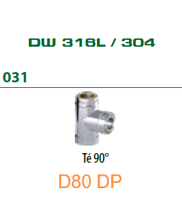 031 Té 90° D80 DP INOX Pellets DINAK