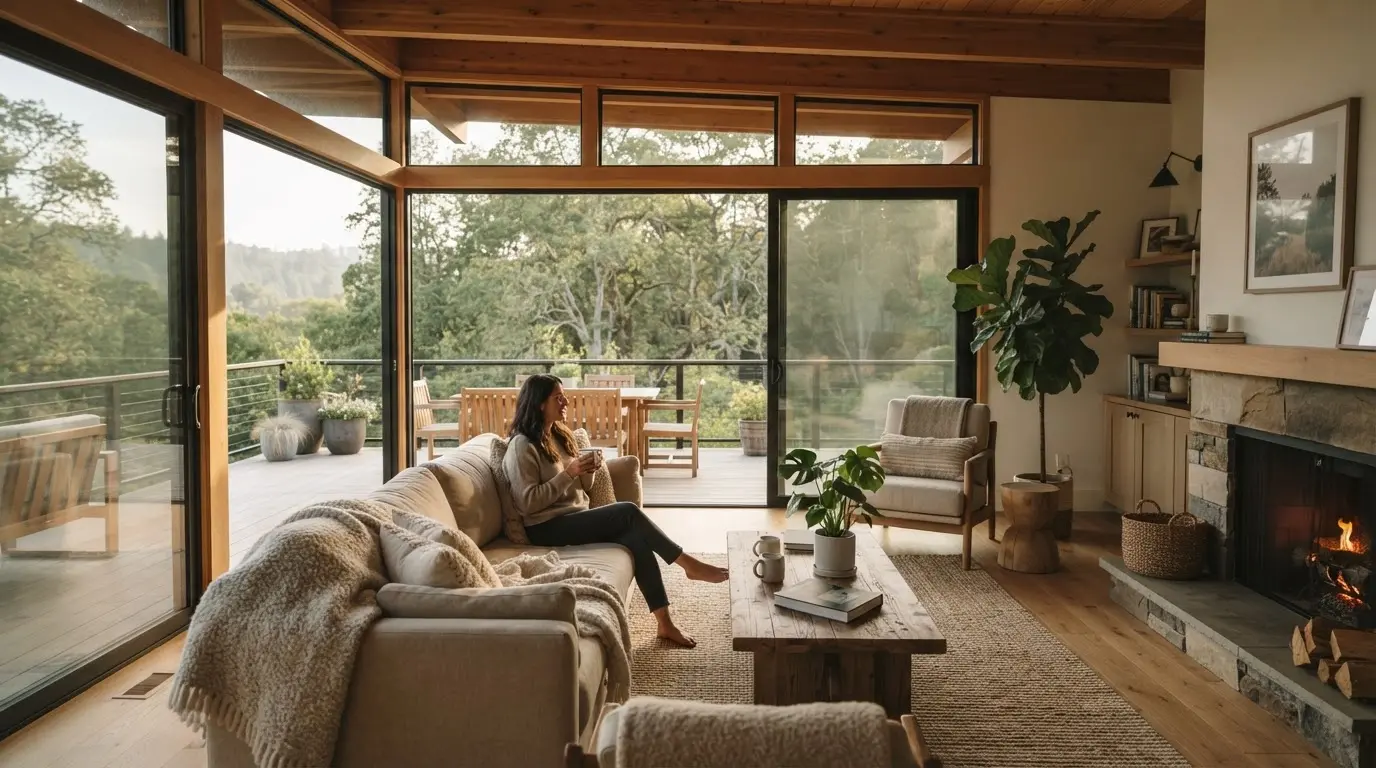 Une maison moderne chaleureuse, montrant d'un