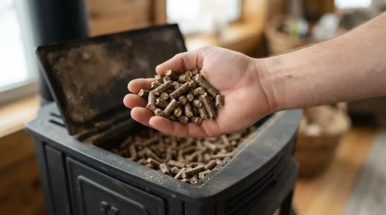 Une poignée de pellets de bois de