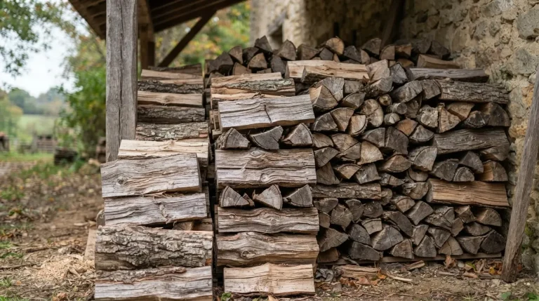 Une pile de bûches de bois de chauffage bien sèches